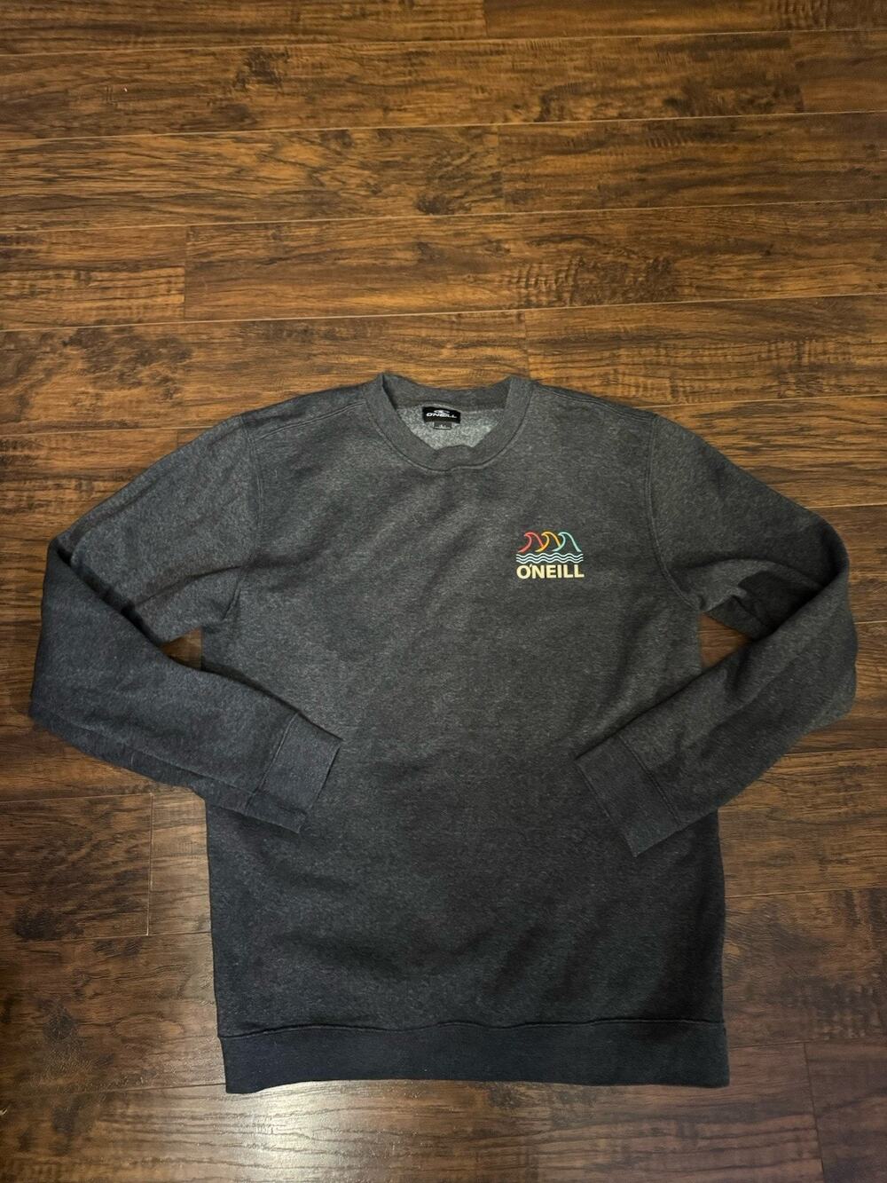 O'Neill Mens Surf Company Graphic Fleece Sweatshirt Size L Charcoal Gray Heather